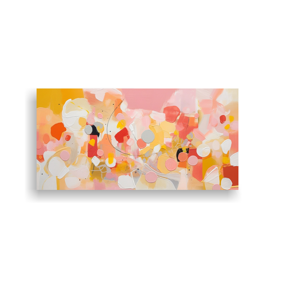 PINTURA DECORATIVA AMARILLOS Y BLANCOS EN LIENZO 60X30 CM - 1