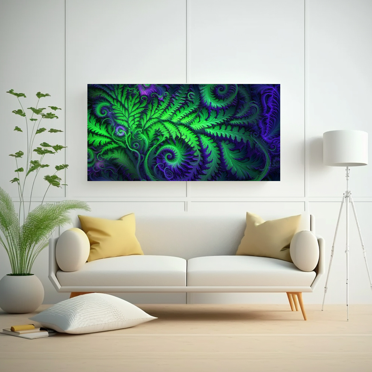 CUADROS TELA BASTIDOR ALIEN FERN Y PSICODÉLICOS 140X70 CM - 2