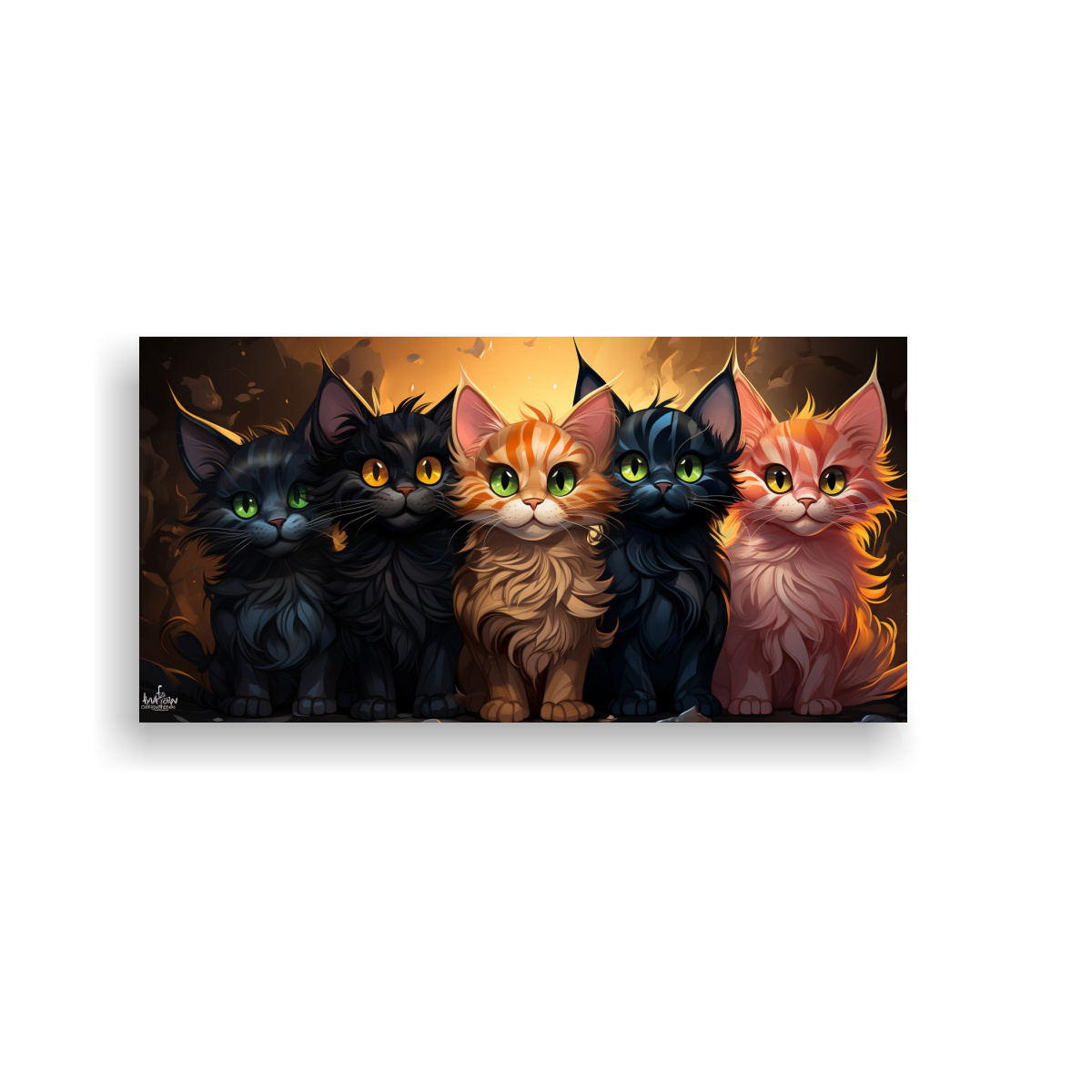 PINTURAS DECORATIVAS DE GATOS CON DETALLES 80X40 CM - 1