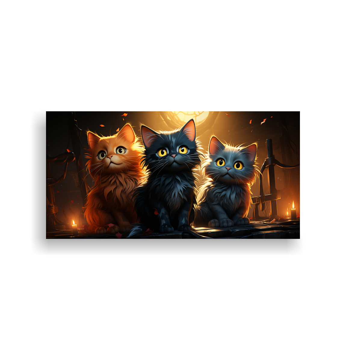 CUADRO DE TELA MINIMALISTA CON LINDOS GATOS 120X60 CM - 1