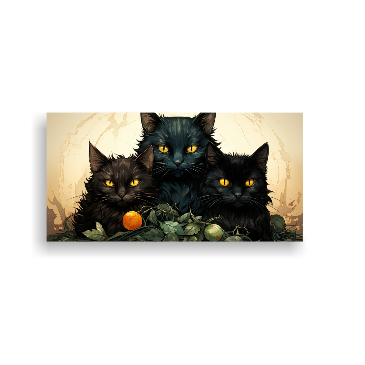 CUADRO EN BASTIDOR DE GATOS NEGROS APILADOS 100X50 CM - 1