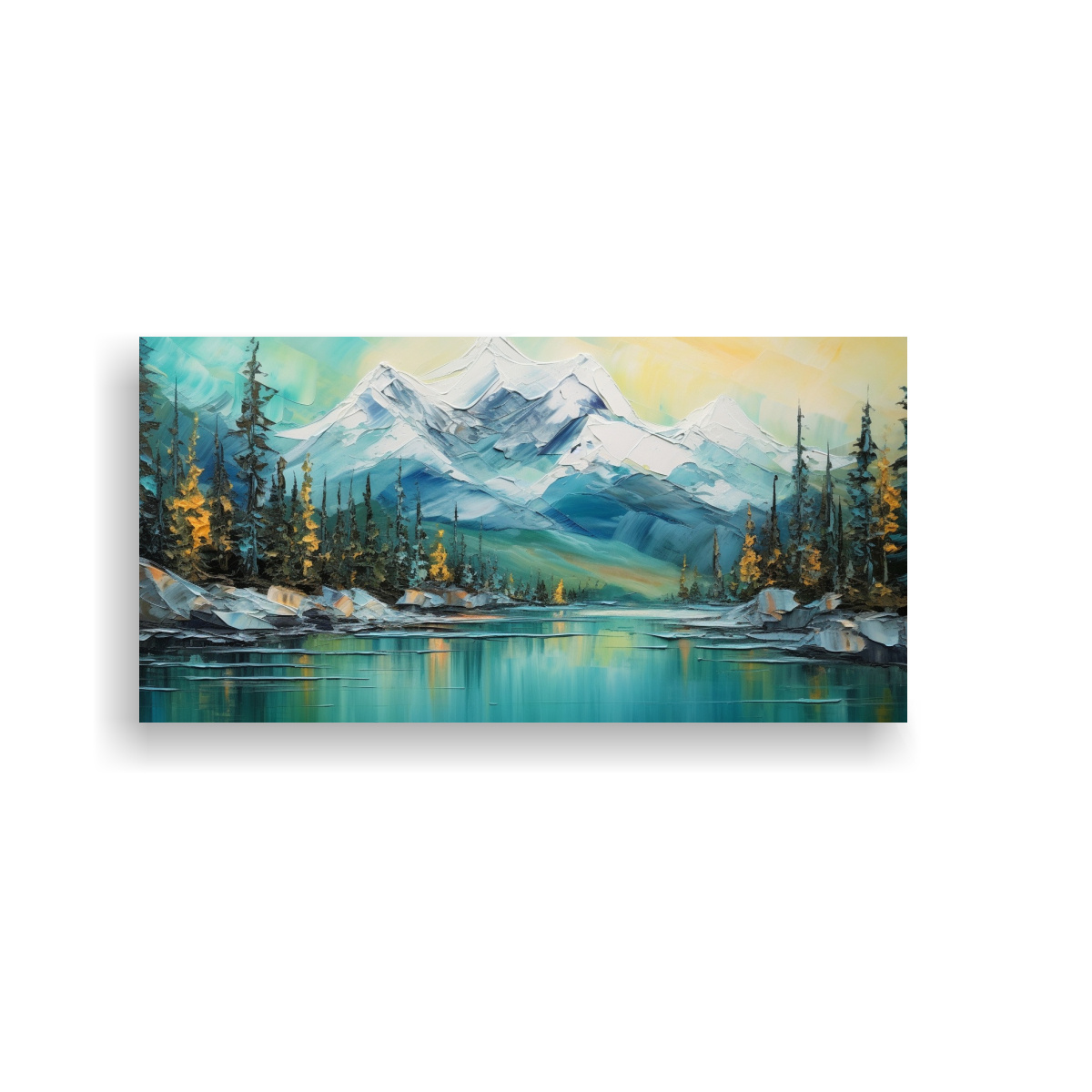 CUADROS MONTAÑAS NIEVE ÁRBOLES IMPACTO VISUAL 40X20 CM - 1