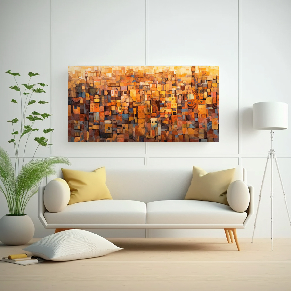 PAISAJE URBANO DESIERTO EN TONOS PASTEL AL ESTILO 100X50 CM - 2