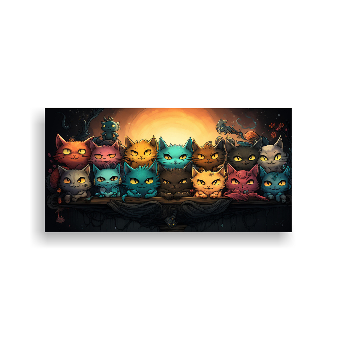 CUADROS DE GATOS EN BASTIDOR, MOV. ESTILO MUCHOS 100X50 CM - 1