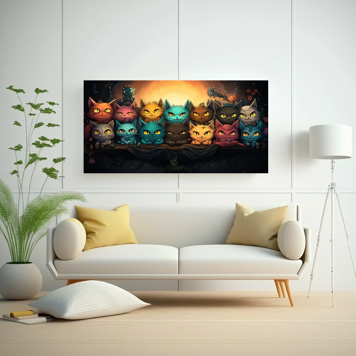 CUADROS DE GATOS EN BASTIDOR, MOV. ESTILO MUCHOS 100X50 CM - 2