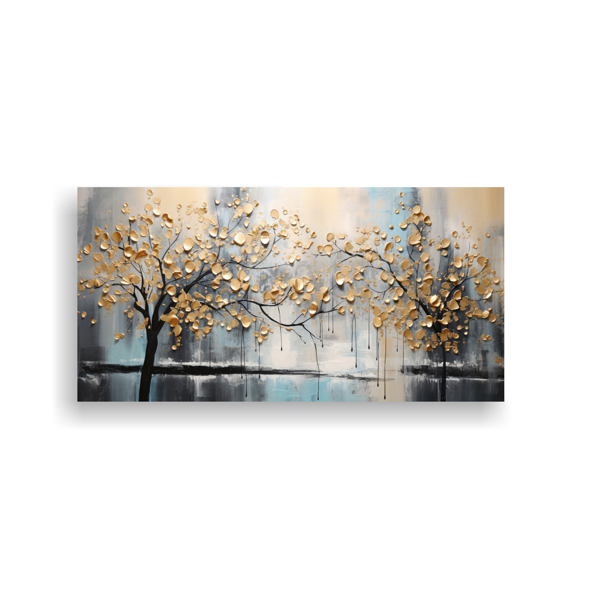 PINTURA DECORATIVA EN NEGRO Y DORADO CON ESTILO 100X50 CM - 1