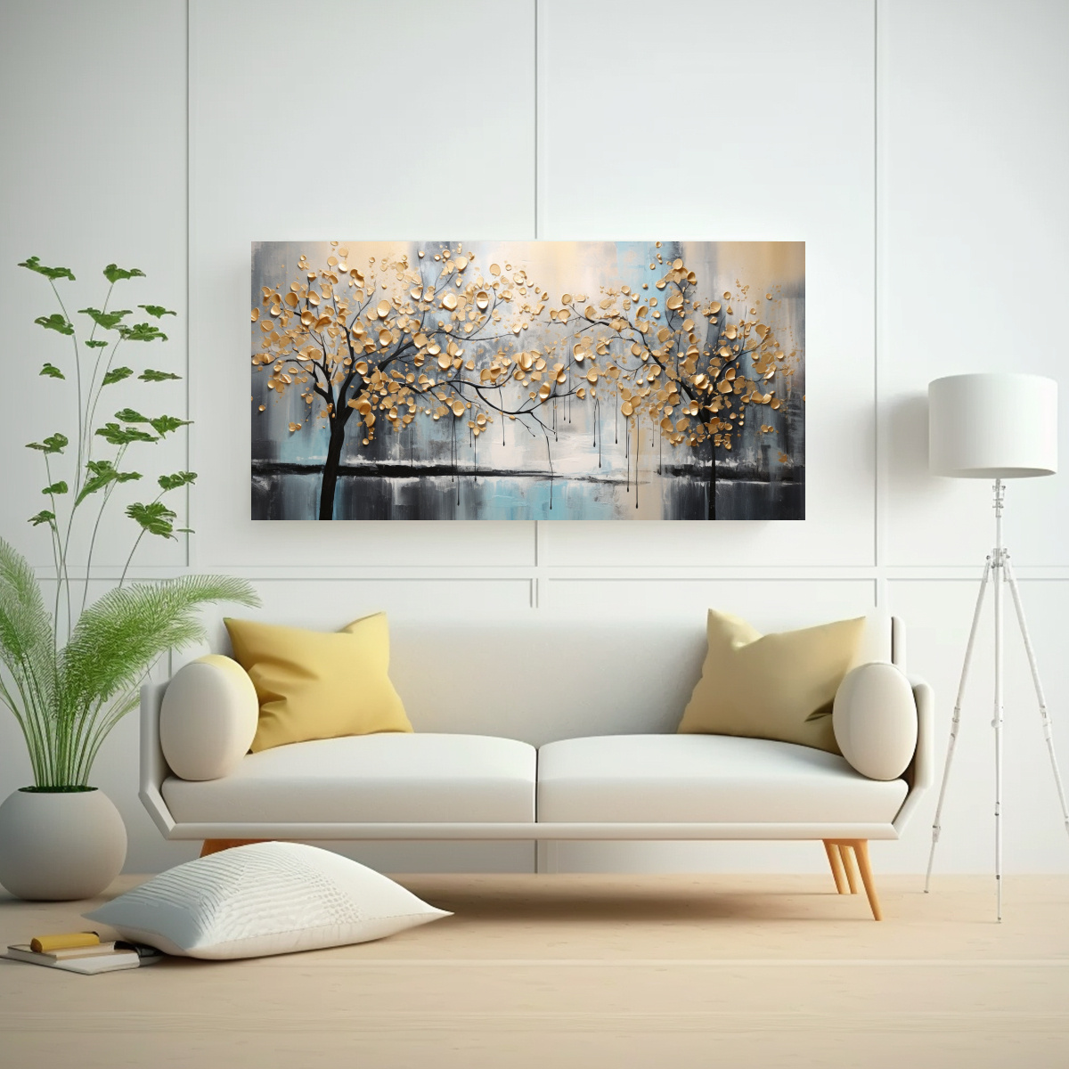 PINTURA DECORATIVA EN NEGRO Y DORADO CON ESTILO 100X50 CM - 2