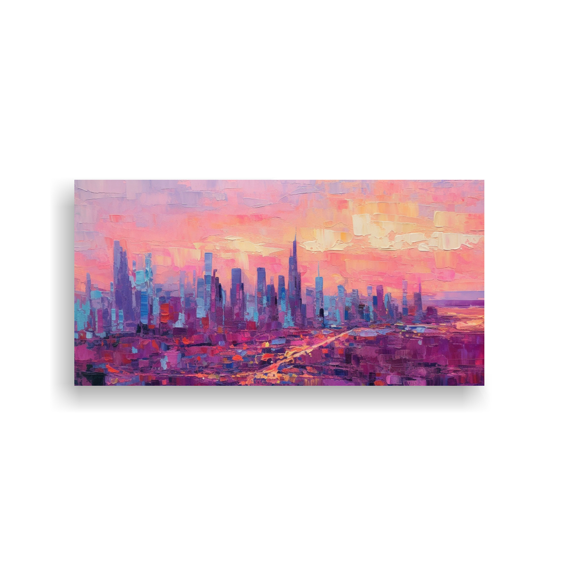 CUADRO URBANO DE CIUDAD EN LIENZO: PANORAMA DE 60X30 CM - 1