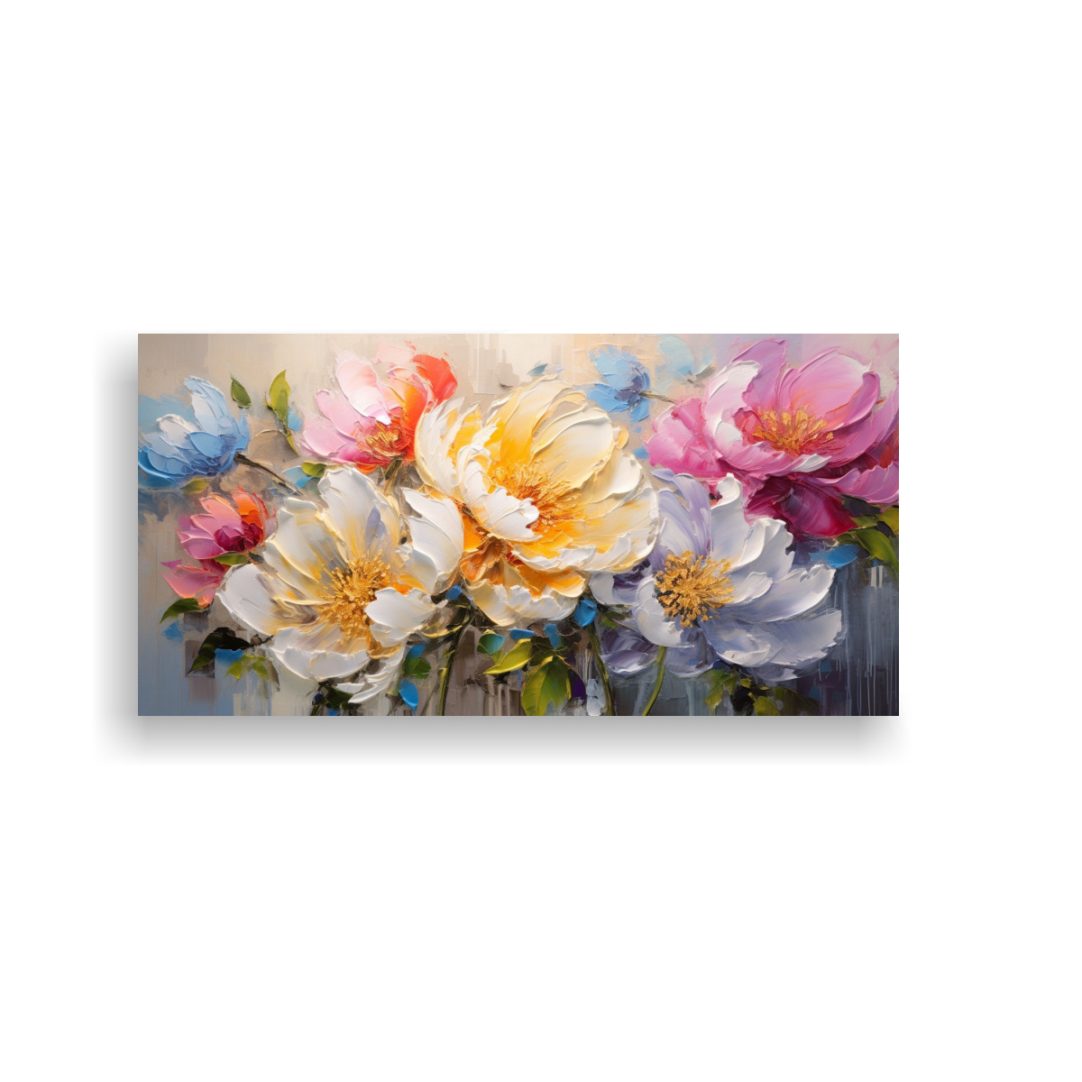 ADORNO ESPECTACULAR DE PEONIAS EN COLORES 60X30 CM