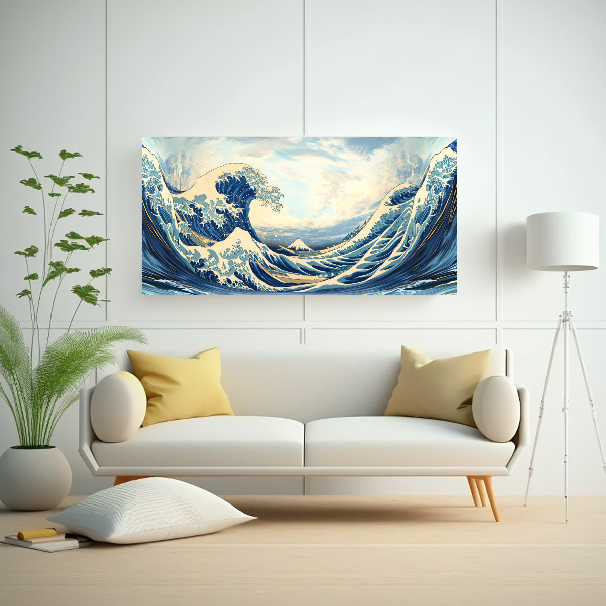 CUADRO INSPIRADOR ONDAS HOKUSAI PROYECCIÓN 160X80 CM - 2