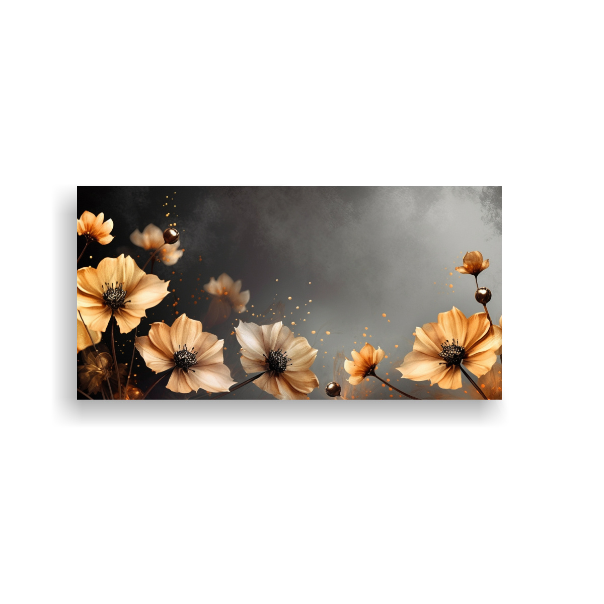 PINTURAS ABSTRACTAS DE LUJO EN NEGRO Y DORADO 100X50 CM - 1