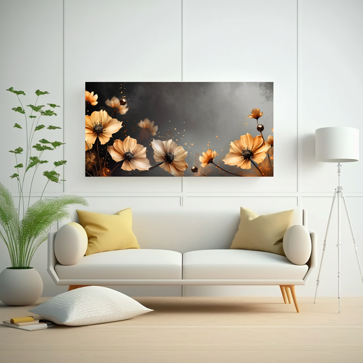 PINTURAS ABSTRACTAS DE LUJO EN NEGRO Y DORADO 100X50 CM - 2