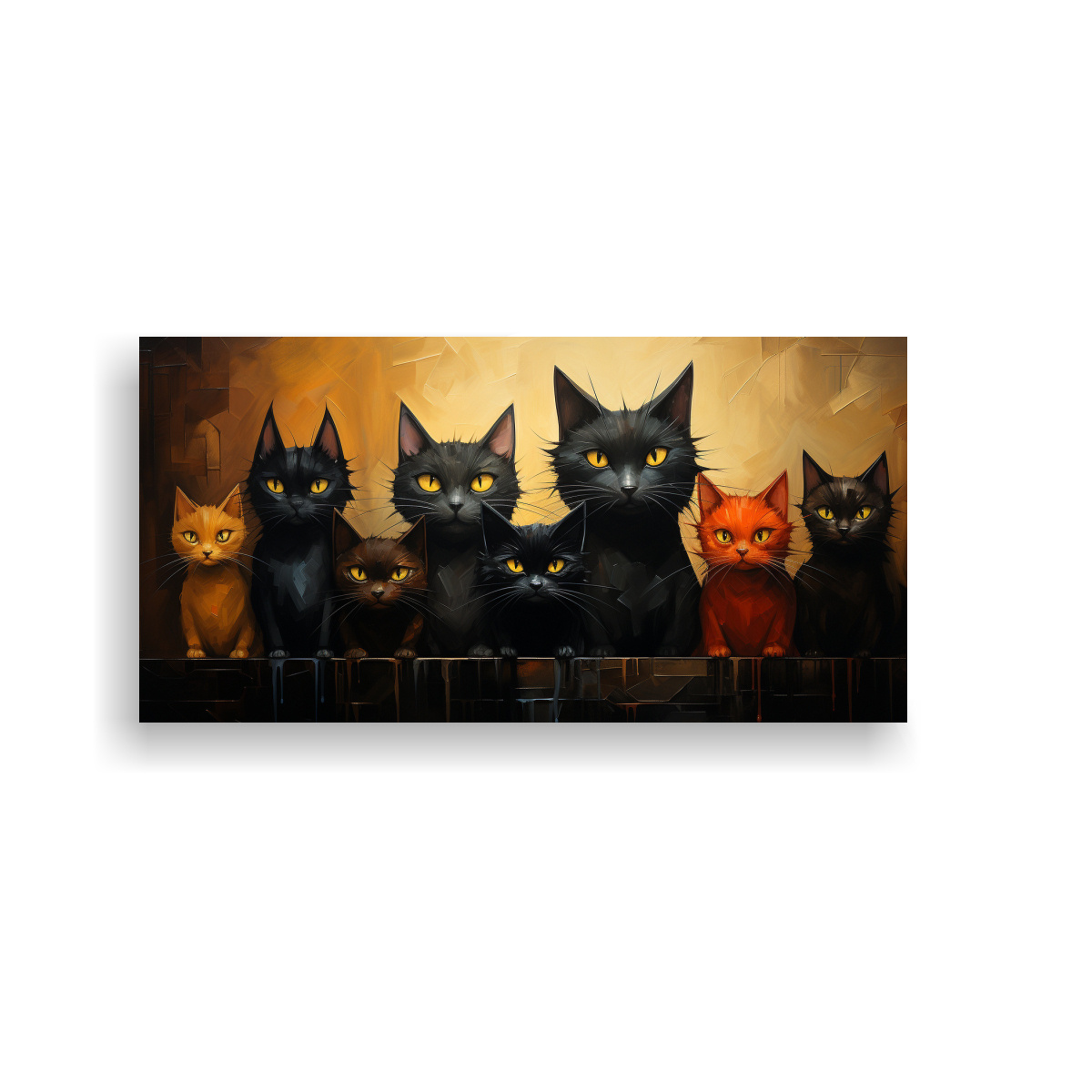 PINTURAS DECORATIVAS DE GATOS NEGROS SOBRE 60X30 CM - 1