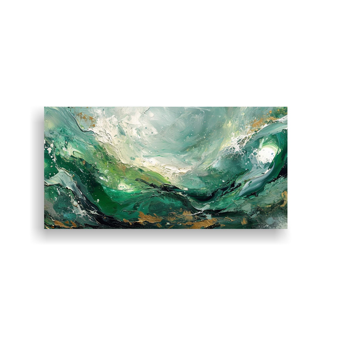 PINTURA ABSTRACTA EN TONOS VERDES Y BLANCOS PARA 60X30 CM - 1