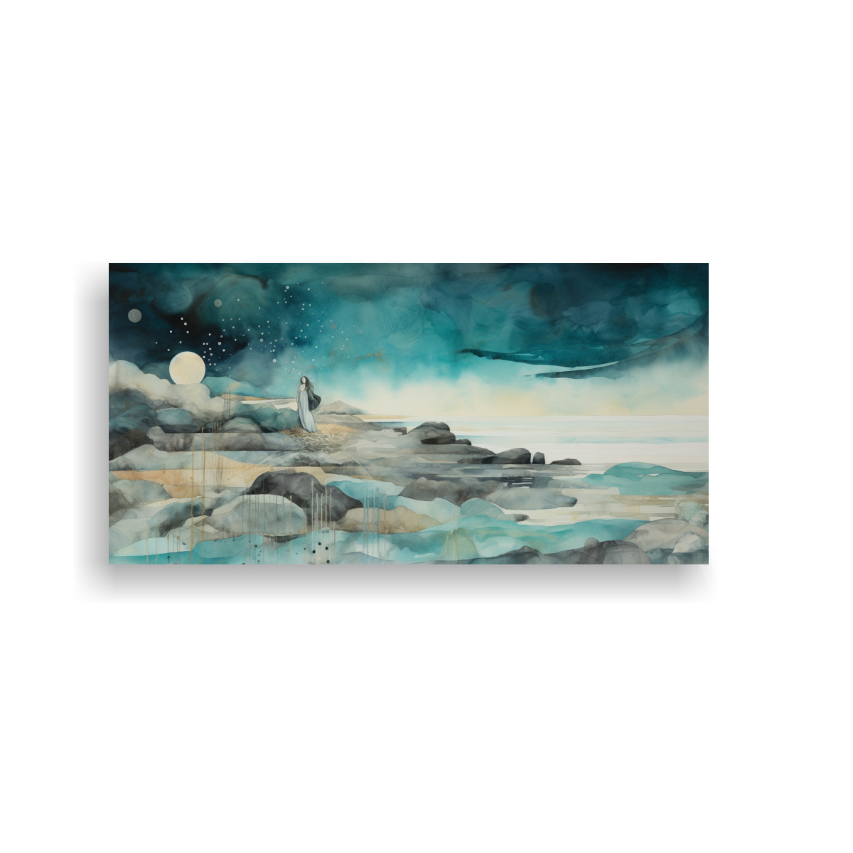 CUADRO VIBRANTE CON PATRÓN ELEGANTE EN TONOS 60X30 CM - 1