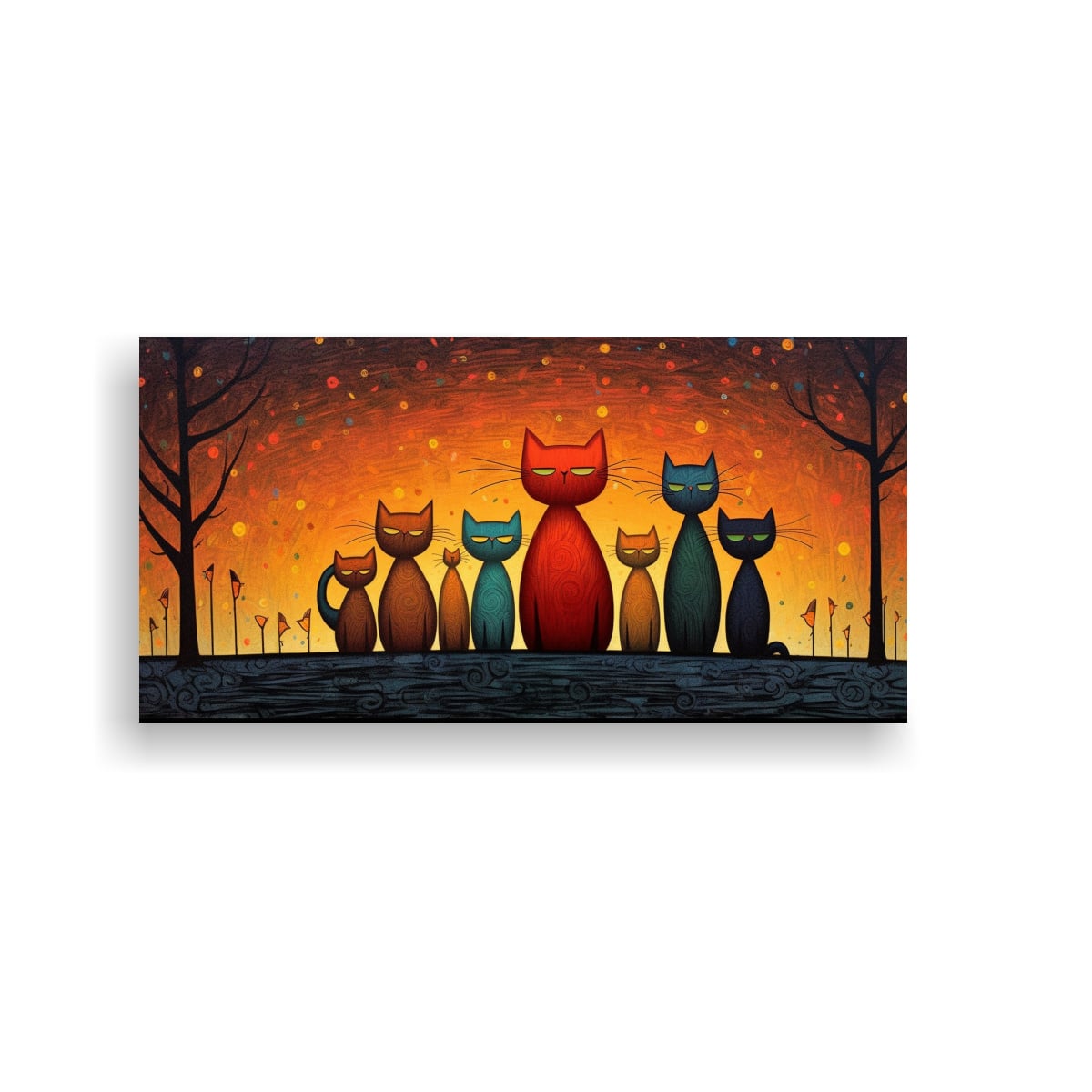 CUADRO DECORATIVO LIENZO MODERNO GATITOS FAMILIA 40X20 CM - 1