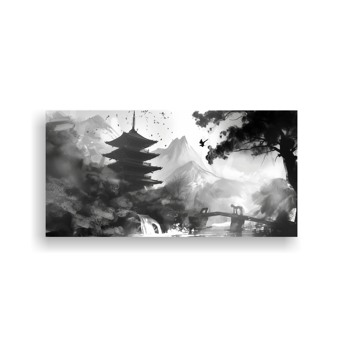 CUADRO LIENZO MODERNO ESTILO JAPONÉS BLANCO Y 60X30 CM - 1