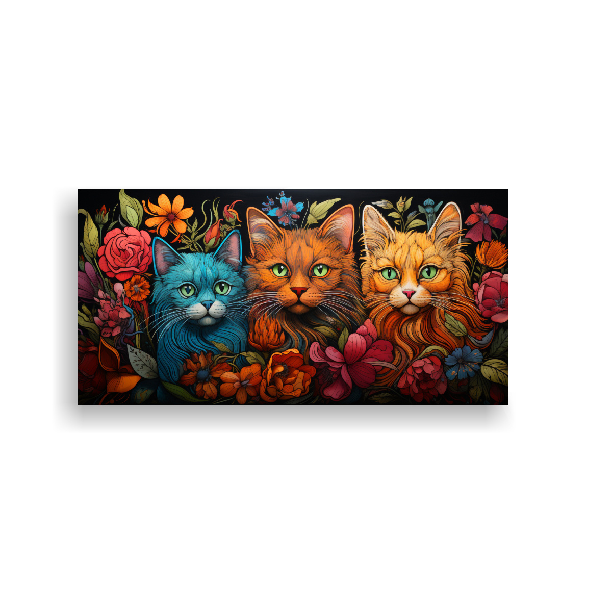 PINTURA DIGITAL LIENZO GATOS VIDRIERA REGALO ARTE 140X70 CM - 1