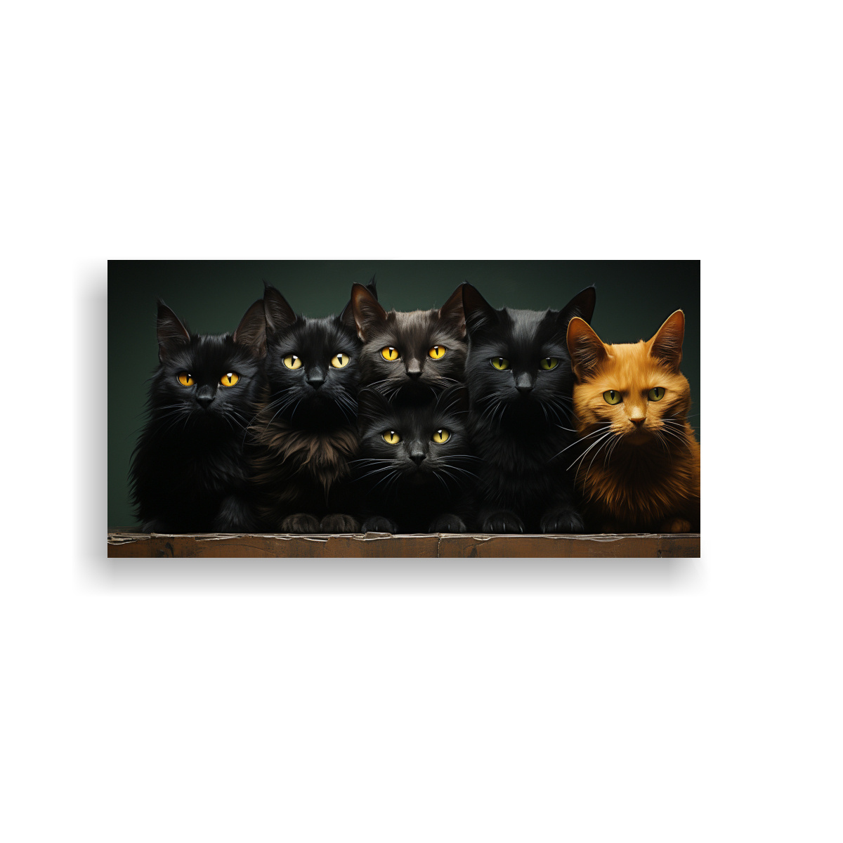 PINTURA DE LIENZO DE GATOS NEGROS APILADOS 100X50 CM - 1