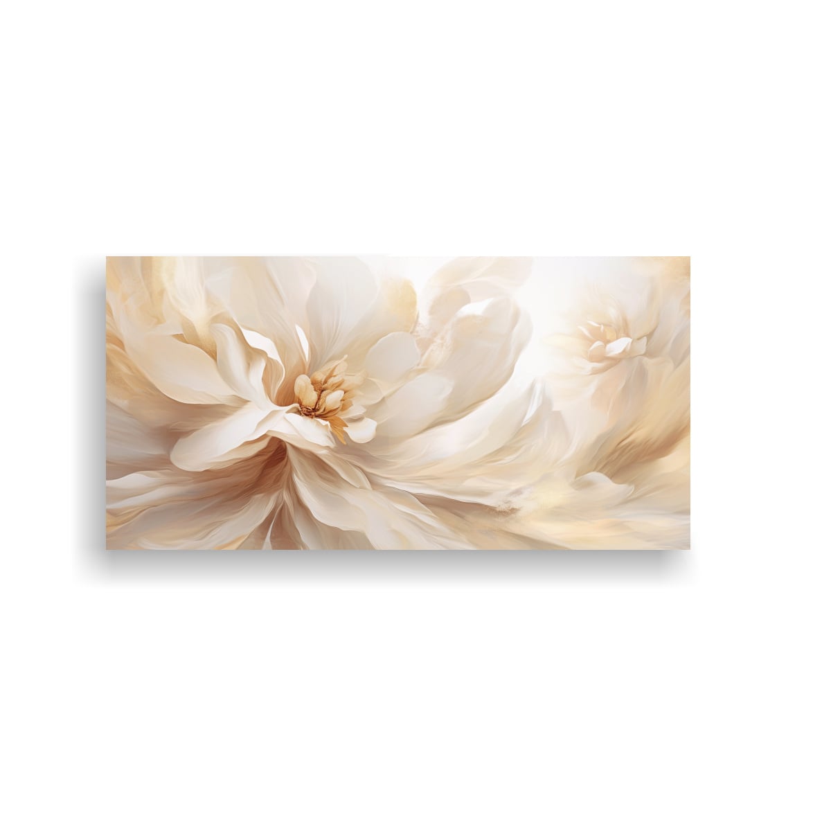 CUADRO ABSTRACTO BEIGE Y BLANCO RELIEVE FLORES 120X60 CM - 1