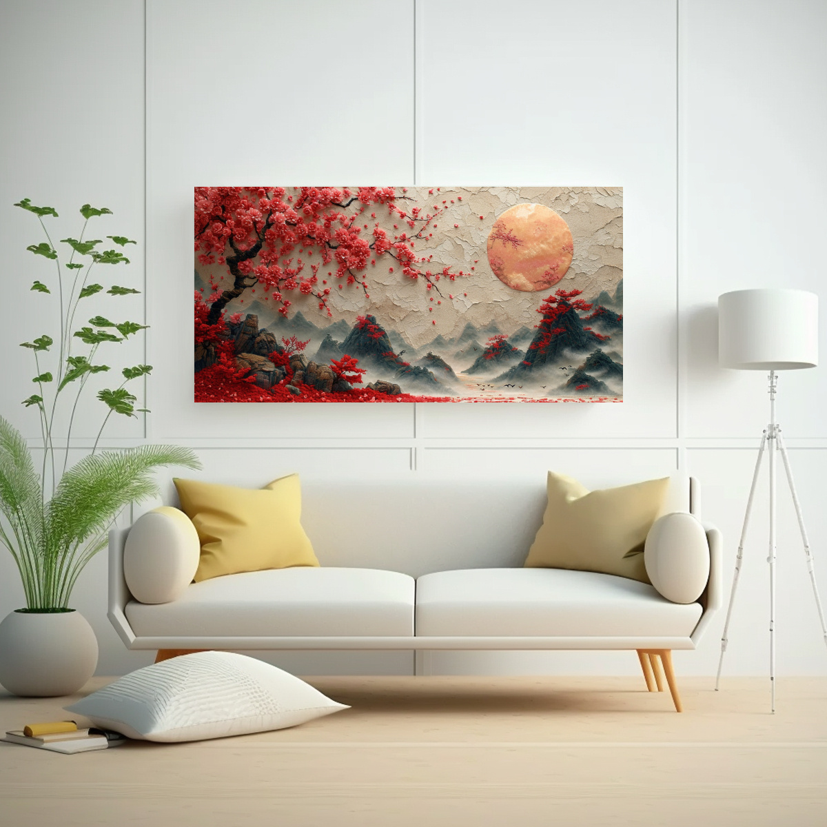 PINTURA DECORATIVA CON ESCENA DE ÁRBOLES 120X60 CM - 2
