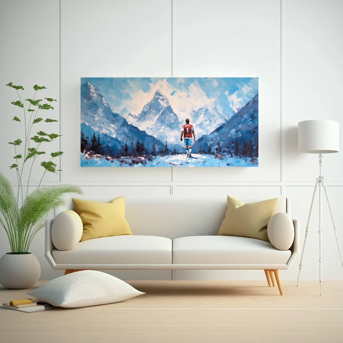 PINTURA EXPRESIVA DE UN FUTBOLISTA CON PALETA 140X70 CM - 2