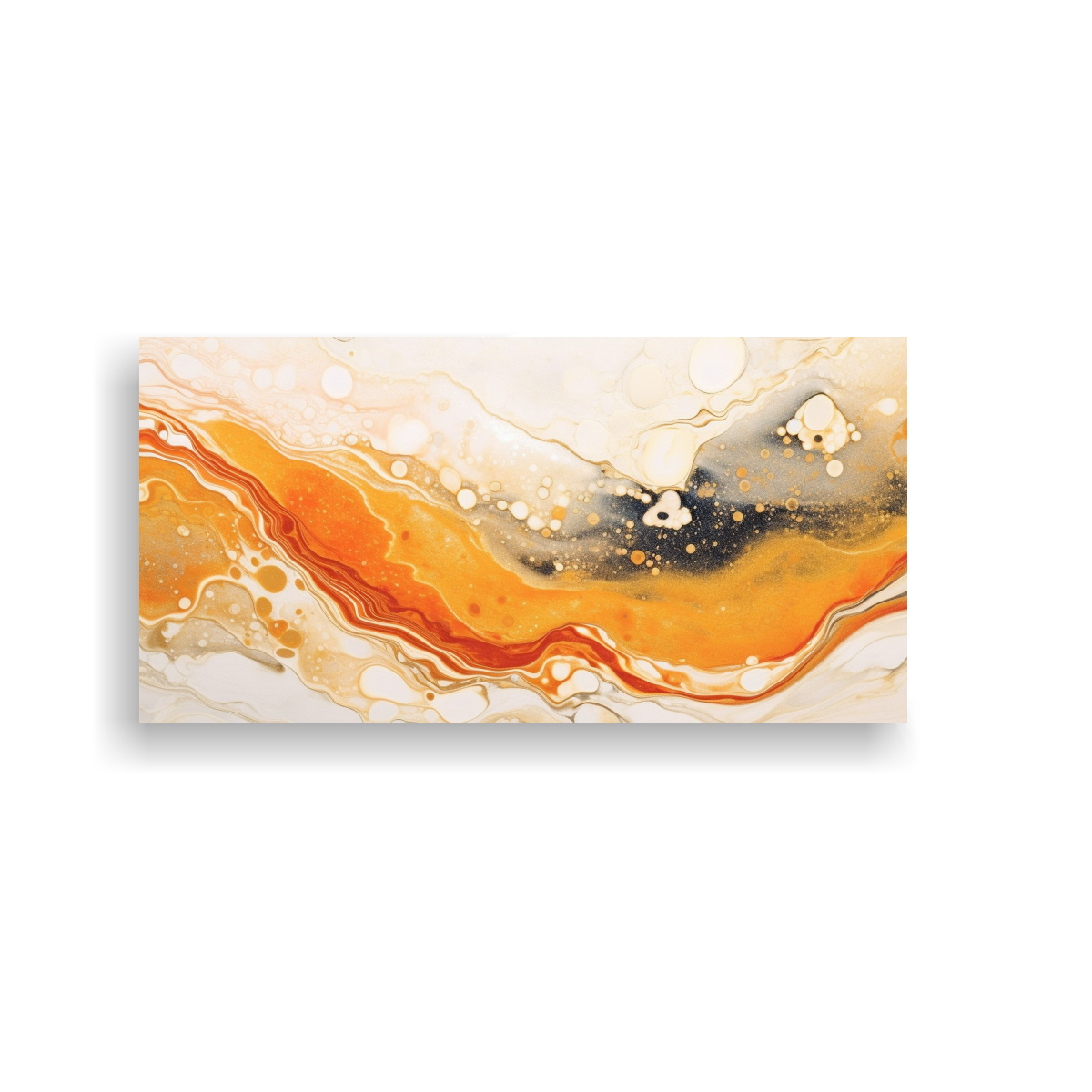PINTURA RELIEVE NARANJA BLANCO TÉCNICA MONOTIPO 140X70 CM - 1