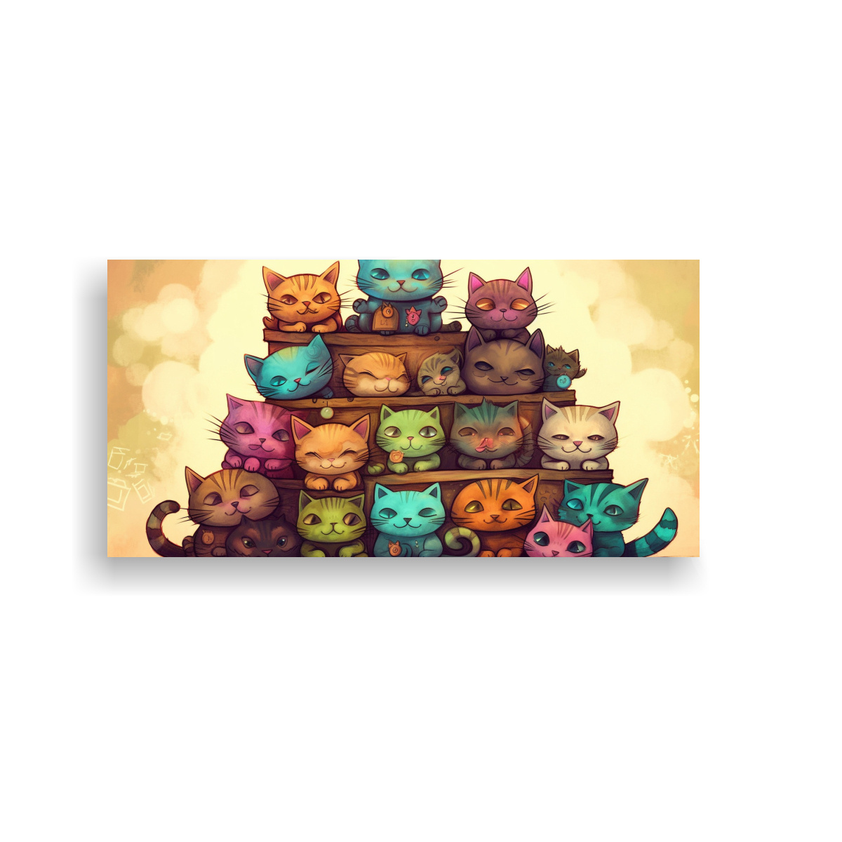 CUADROS DE GATOS EN UN LIENZO CON MUCHOS COLORES 120X60 CM - 1