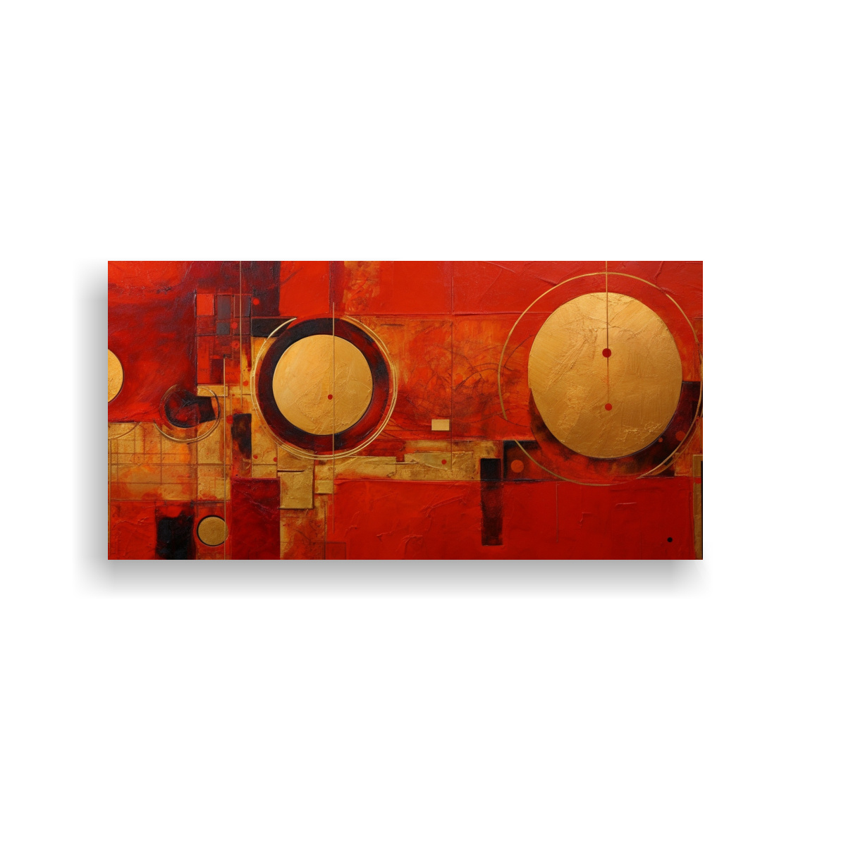 CUADRO ABSTRACTO ROJO Y DORADO EN VENTA 140X70 CM - 1