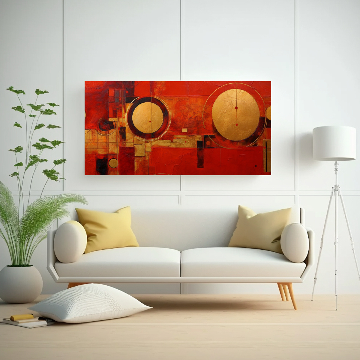 CUADRO ABSTRACTO ROJO Y DORADO EN VENTA 140X70 CM - 2