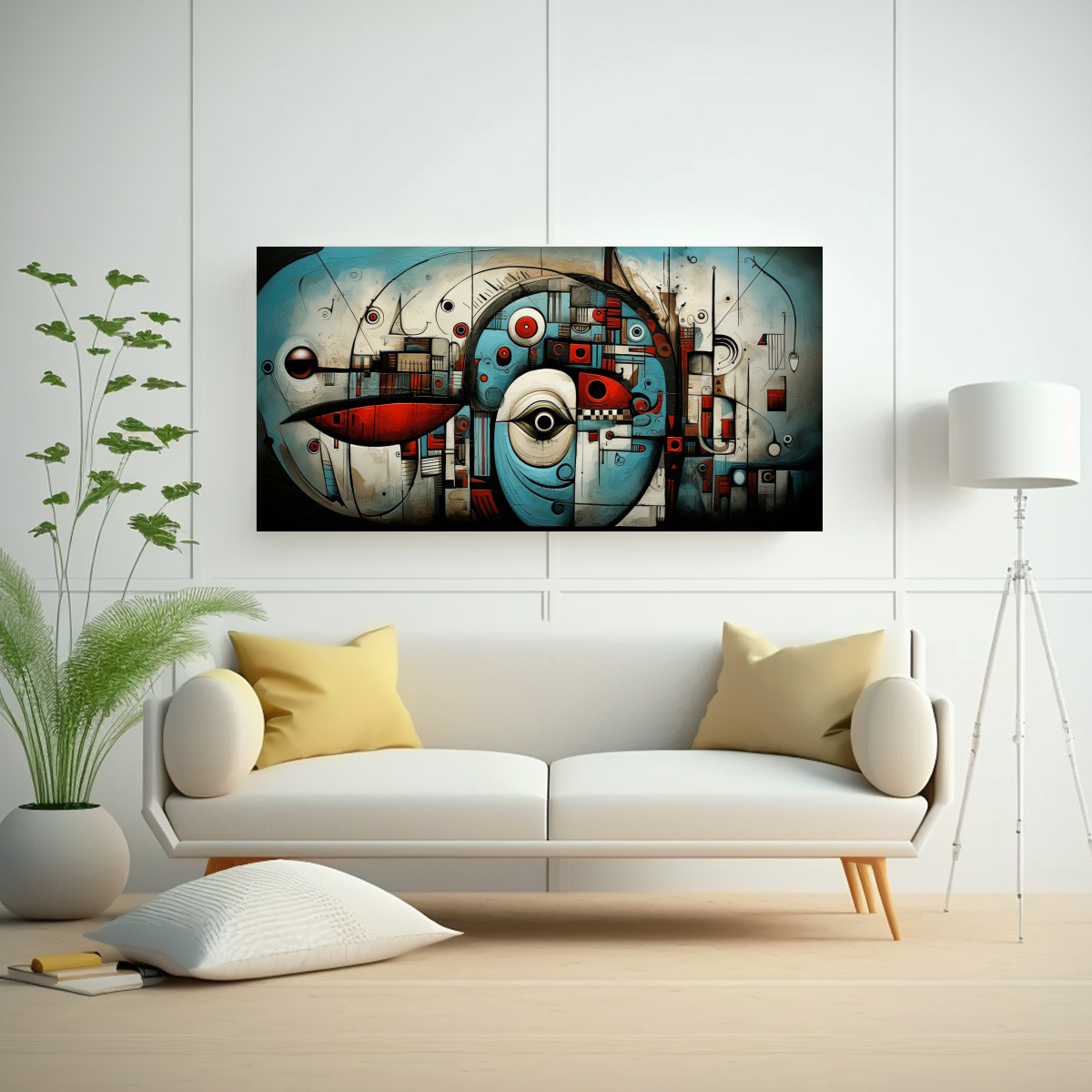 CUADROS ABSTRACTOS CARAS EN BASTIDOR HORIZONTAL, 120X60 CM - 2