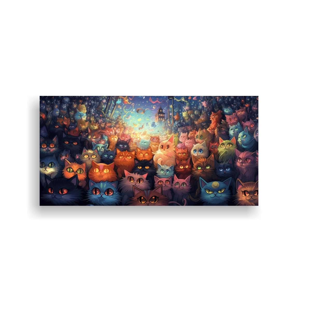 CUADRO TEMA GATOS CON OJOS BRILLANTES EN EL 60X30 CM - 1