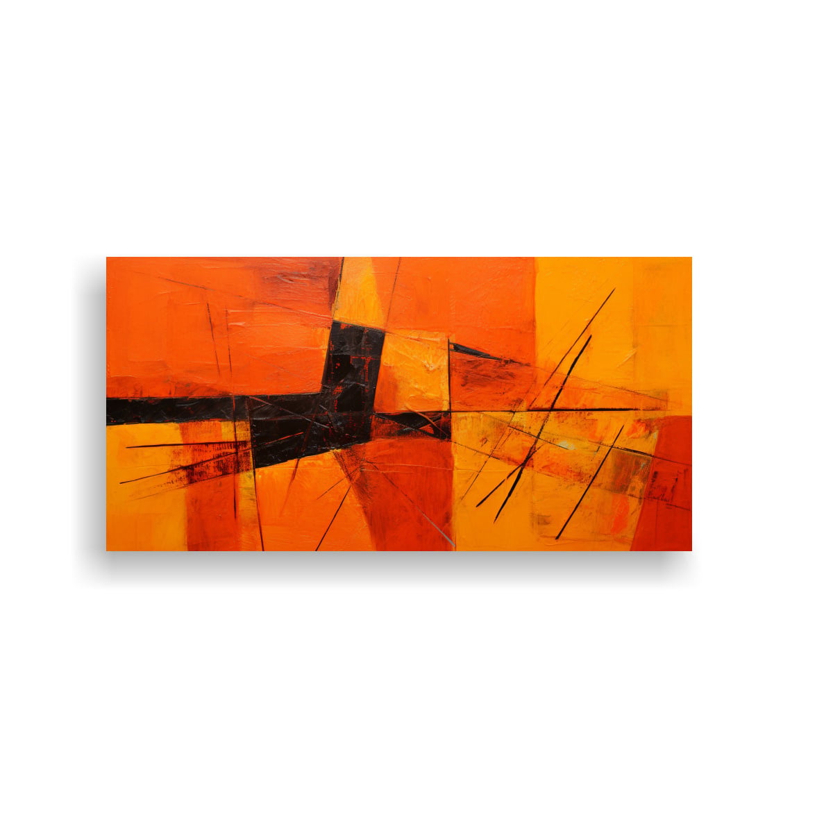 CUADRO ABSTRACTO NARANJA PARA DECORACIÓN DEL 160X80 CM - 1