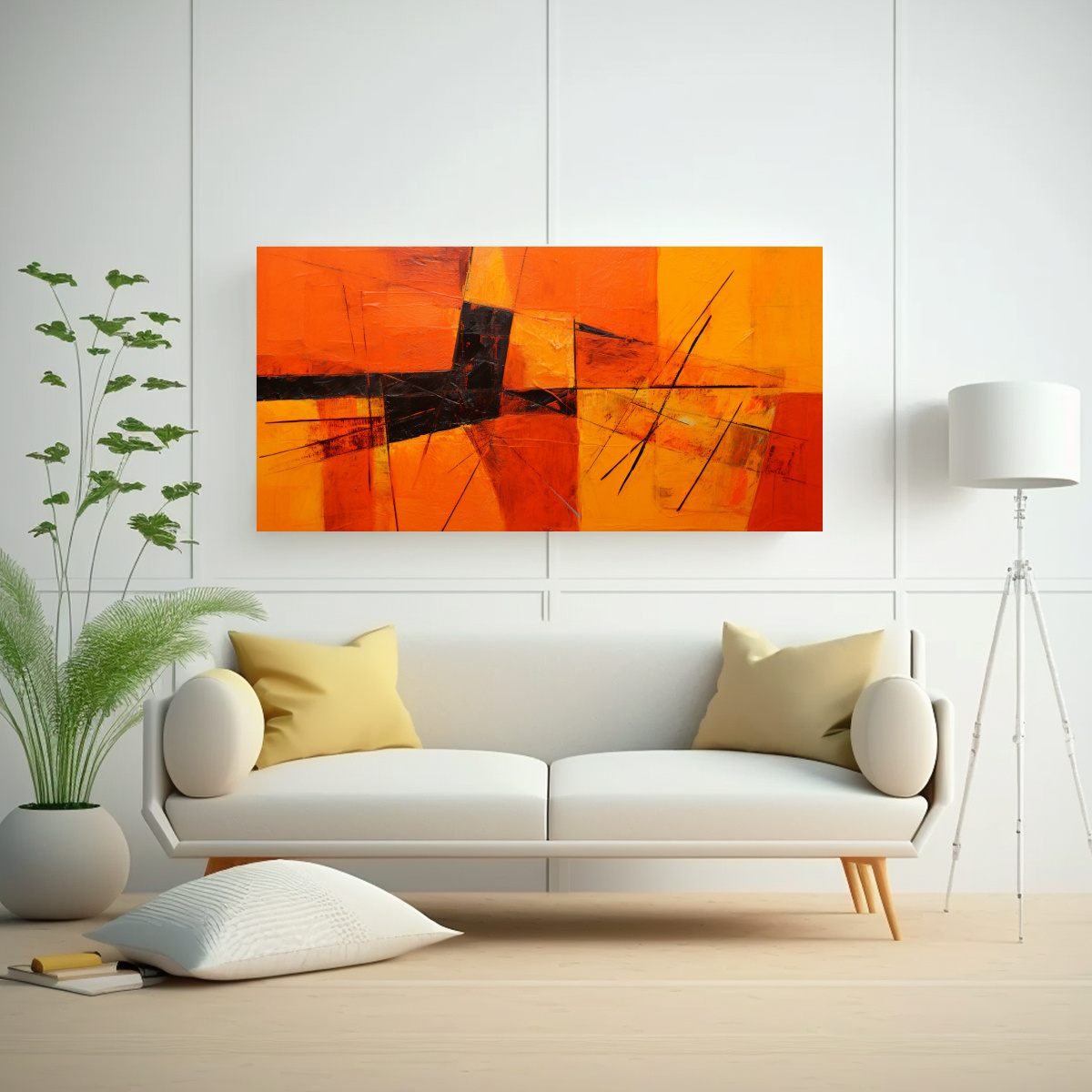 CUADRO ABSTRACTO NARANJA PARA DECORACIÓN DEL 160X80 CM - 2