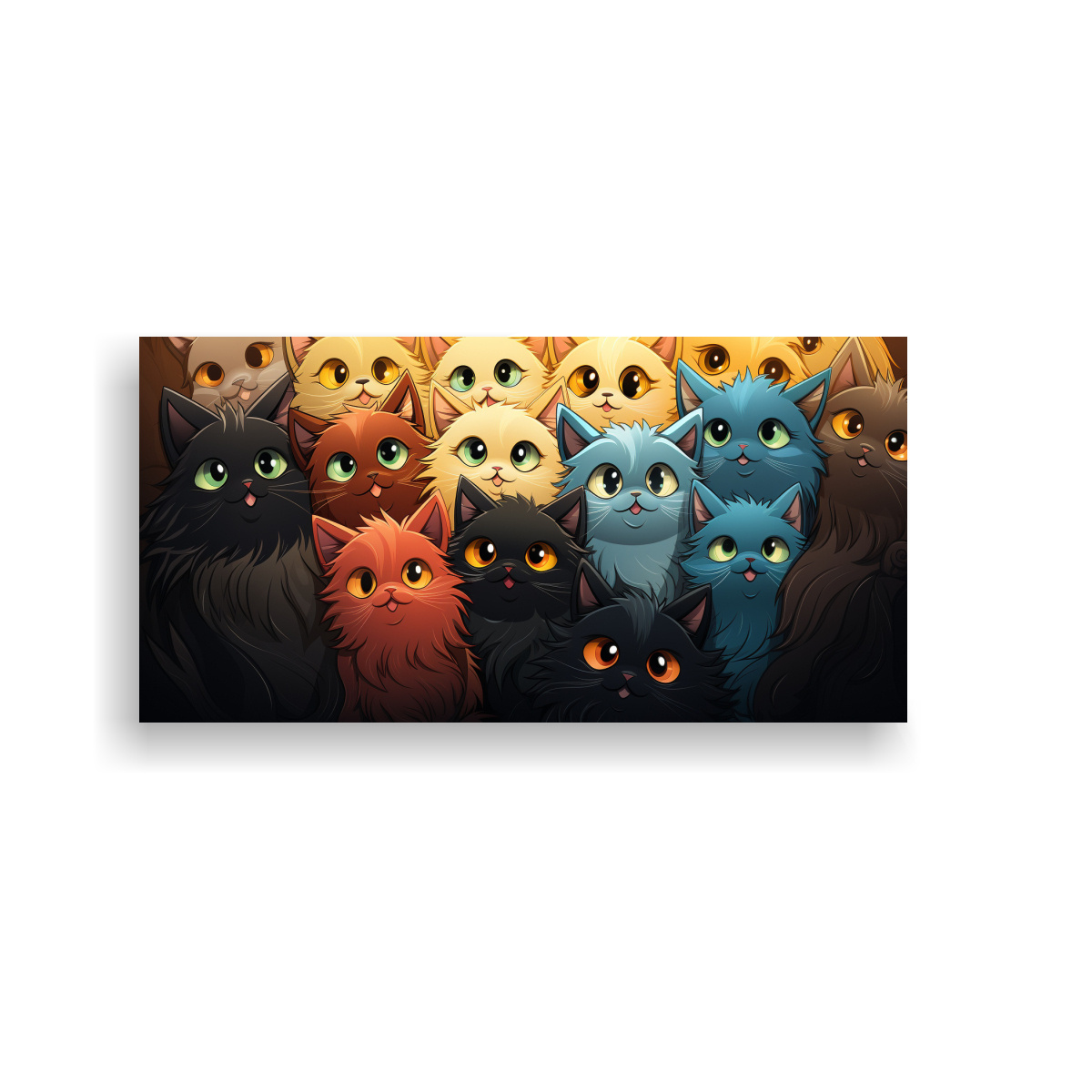 CUADRO DE TELA GATOS FELICES Y LOCOS DECORACIÓN 60X30 CM - 1