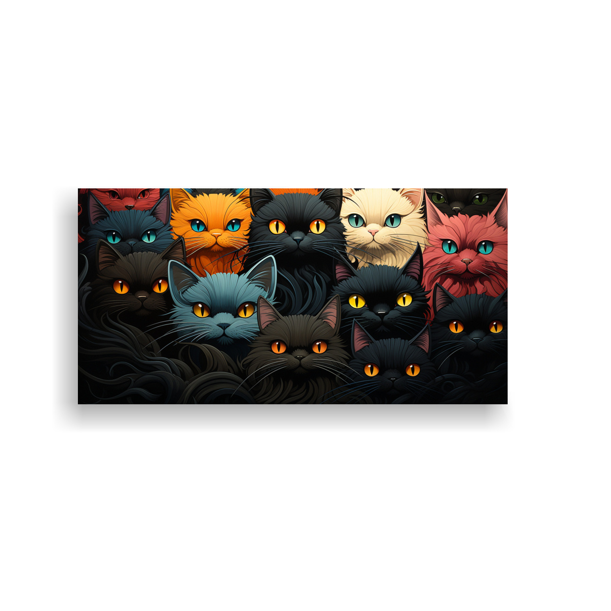 PINTURAS DECORATIVAS DE GATOS NEGROS ADORABLES EN 40X20 CM - 1