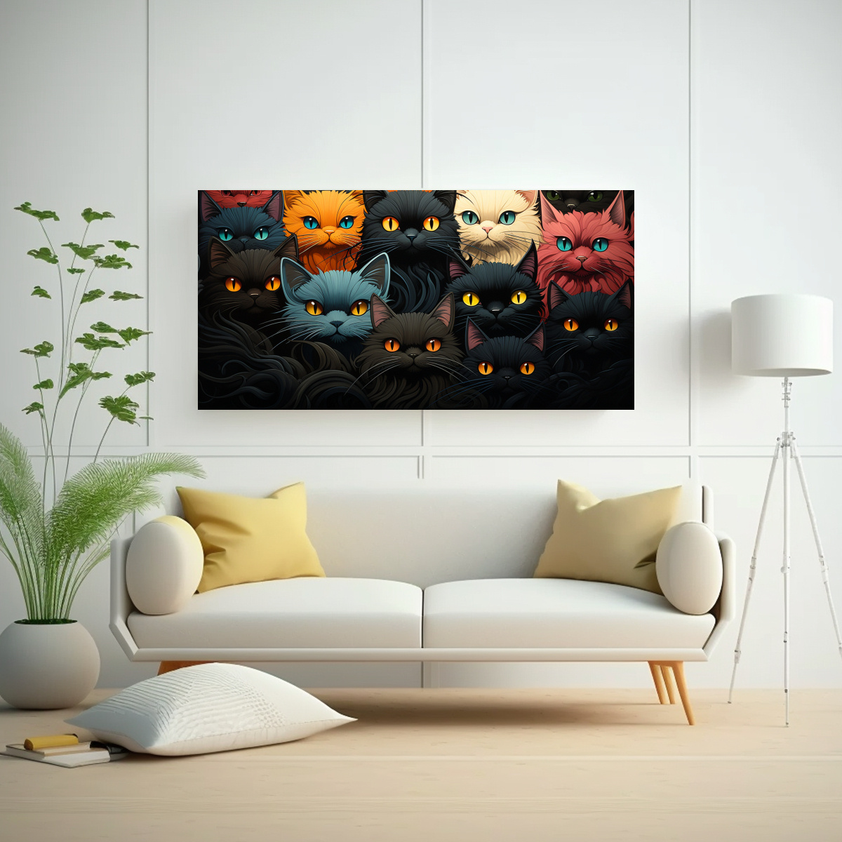 PINTURAS DECORATIVAS DE GATOS NEGROS ADORABLES EN 40X20 CM - 2