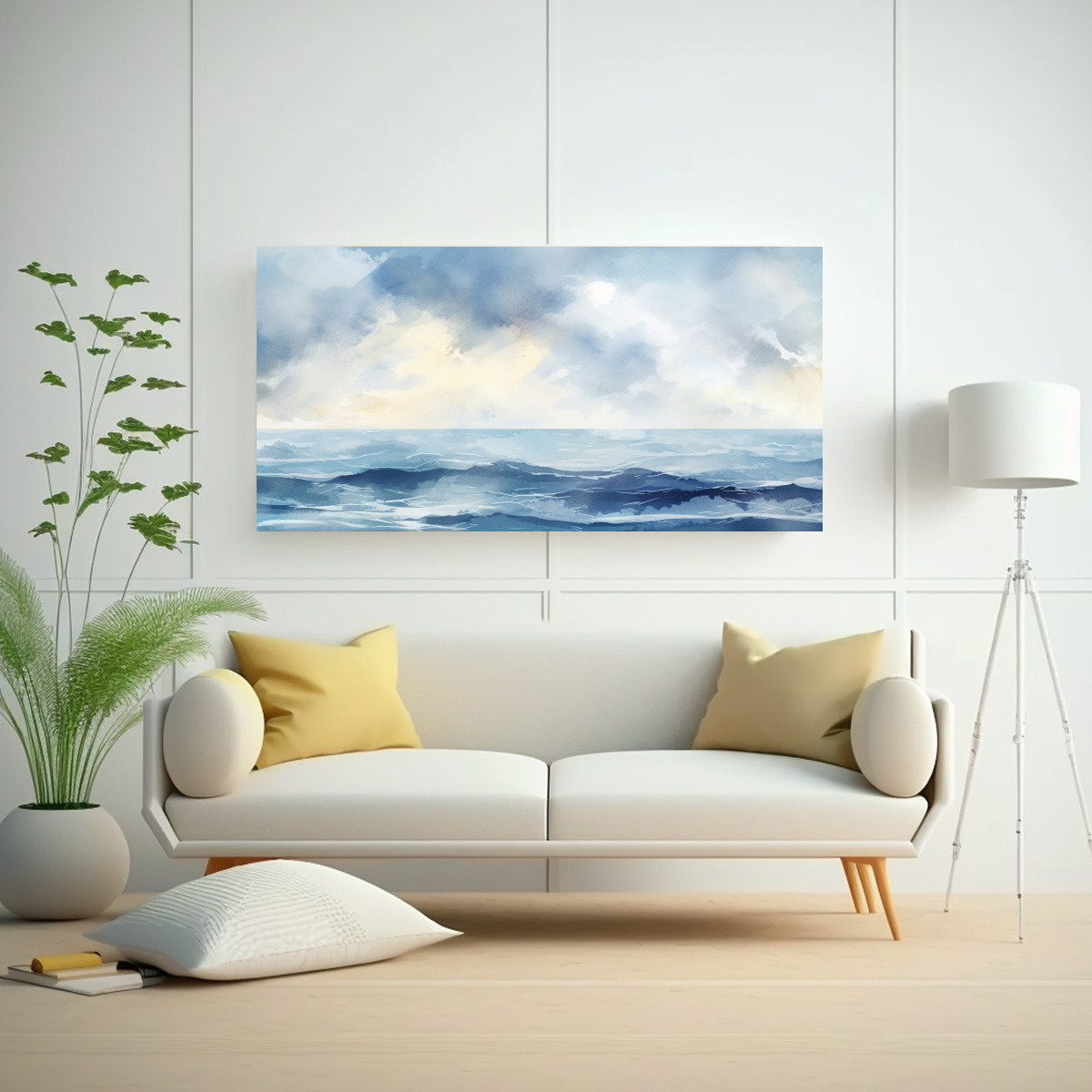 PINTURA ACUARELA ABSTRACTA MAR Y OCÉANO PARA 40X20 CM - 2