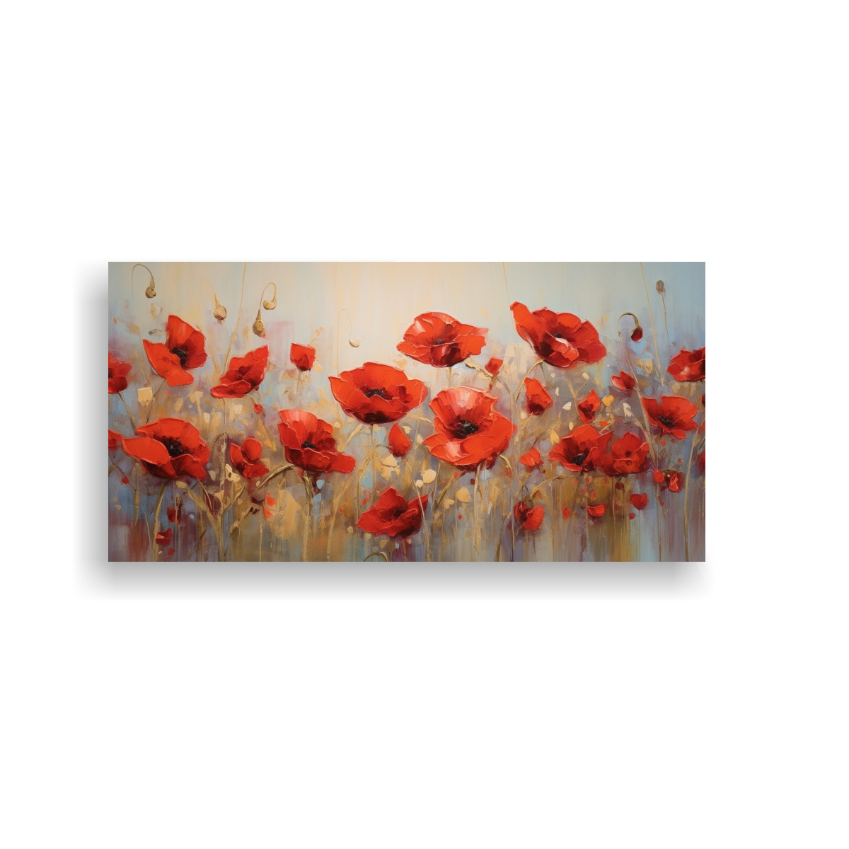 CUADRO IMAGEN COLORES ROJO AMAPOLAS EN LIENZO 40X20 CM