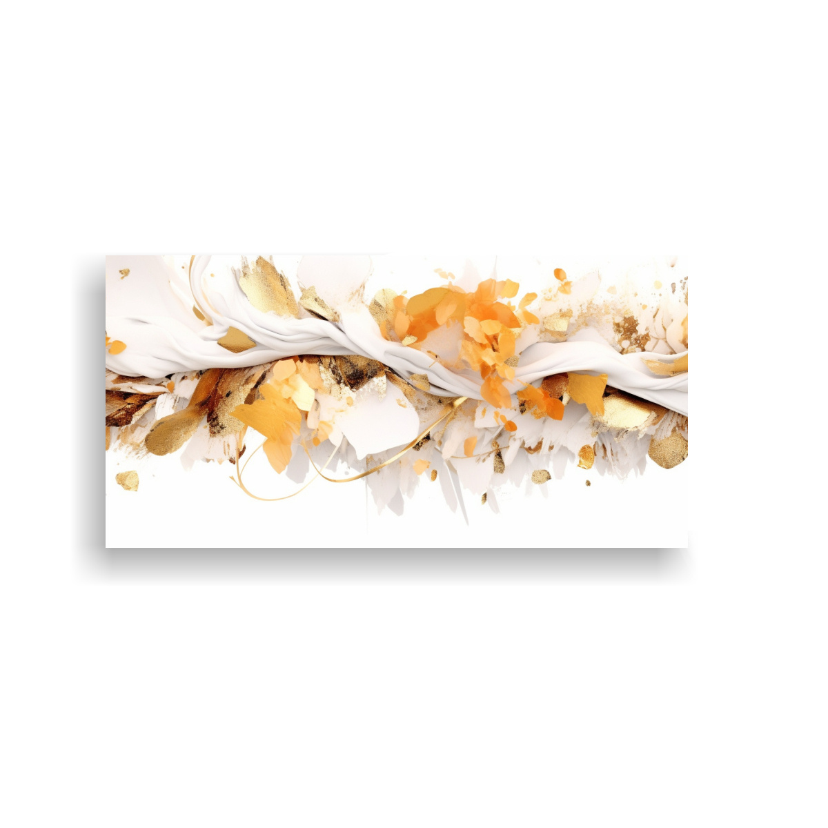 CUADRO ABSTRACTO RESISTENTE BLANCO Y DORADO, ARTE 60X30 CM - 1