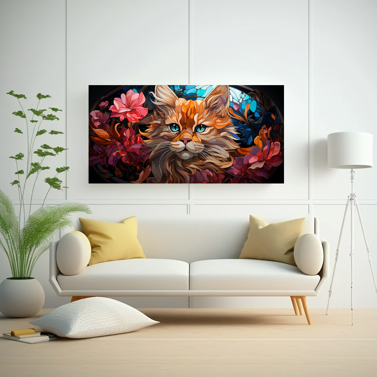 PINTURAS DECORATIVAS DE GATOS SONRIENTES EN 120X60 CM - 2