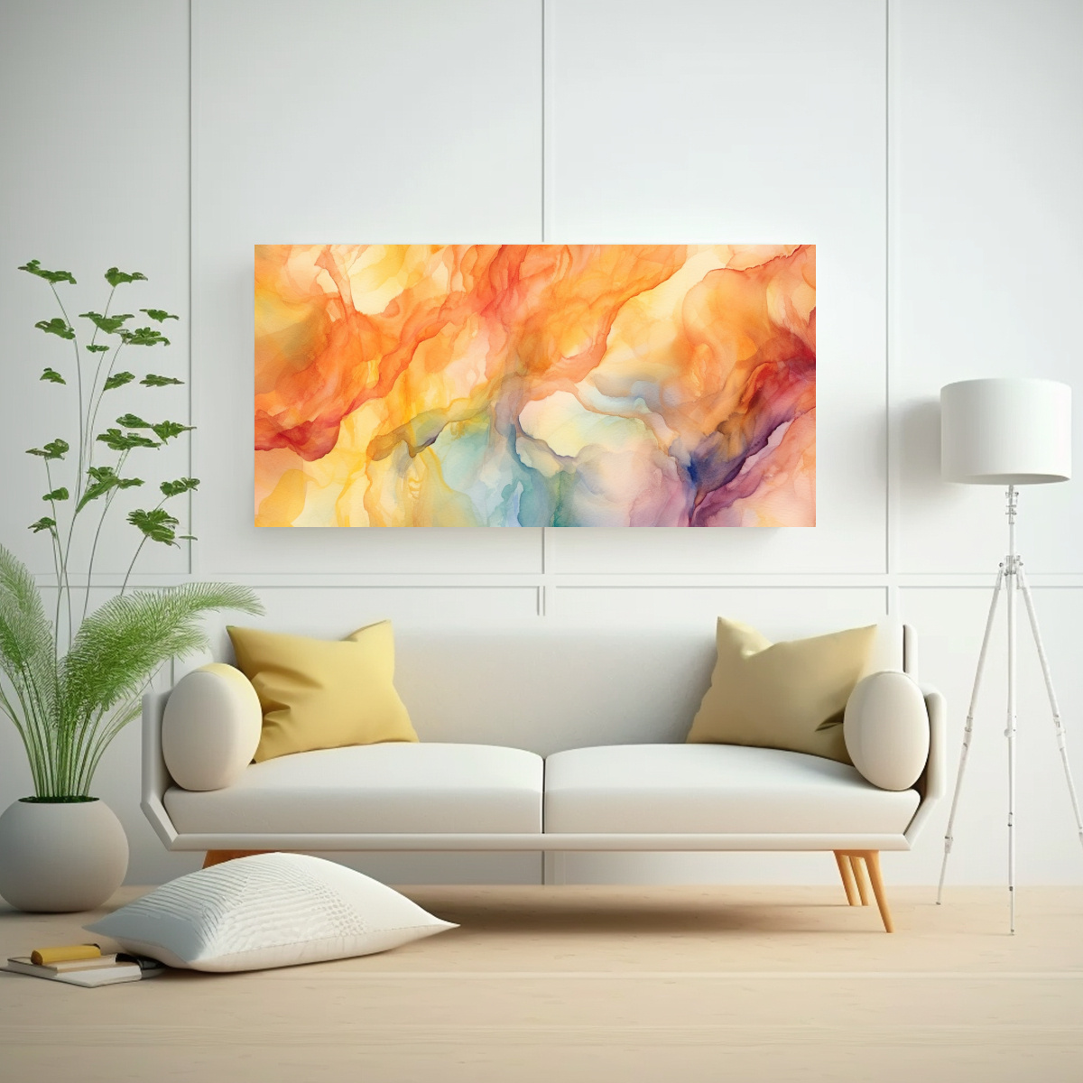 PINTURAS DECORATIVAS EN PAPEL ACUARELA EN TONOS 100X50 CM - 2