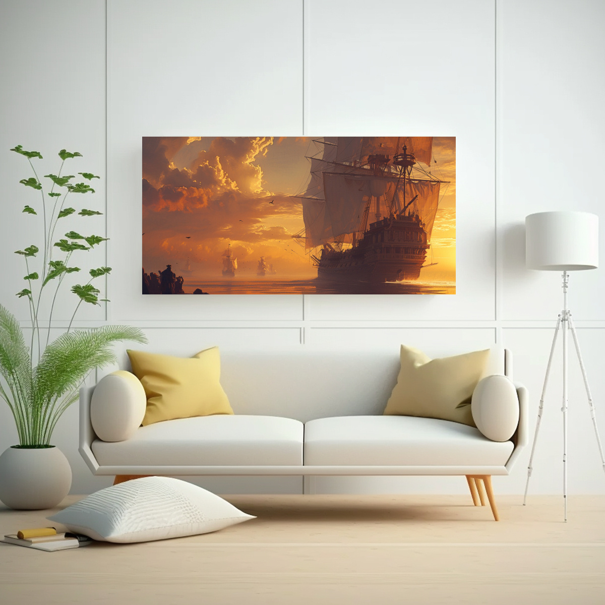 CUADRO DIGITAL: BARCO SALIENDO DE PUERTO 120X60 CM - 2