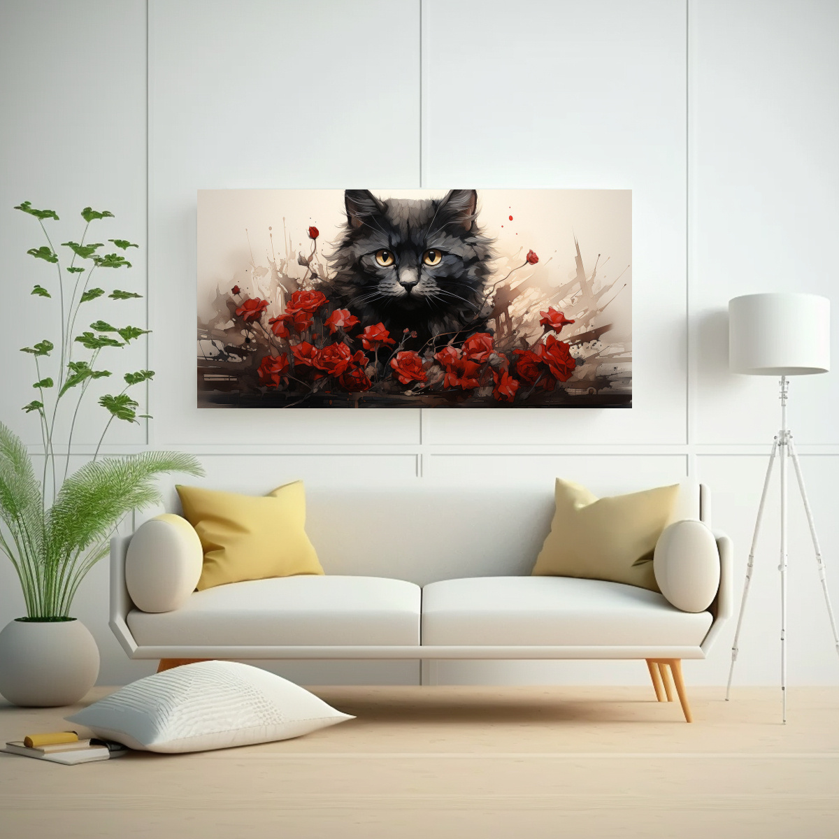 CUADRO LIENZO EQUILIBRIO GATOS APILADOS ESTILO 80X40 CM - 2
