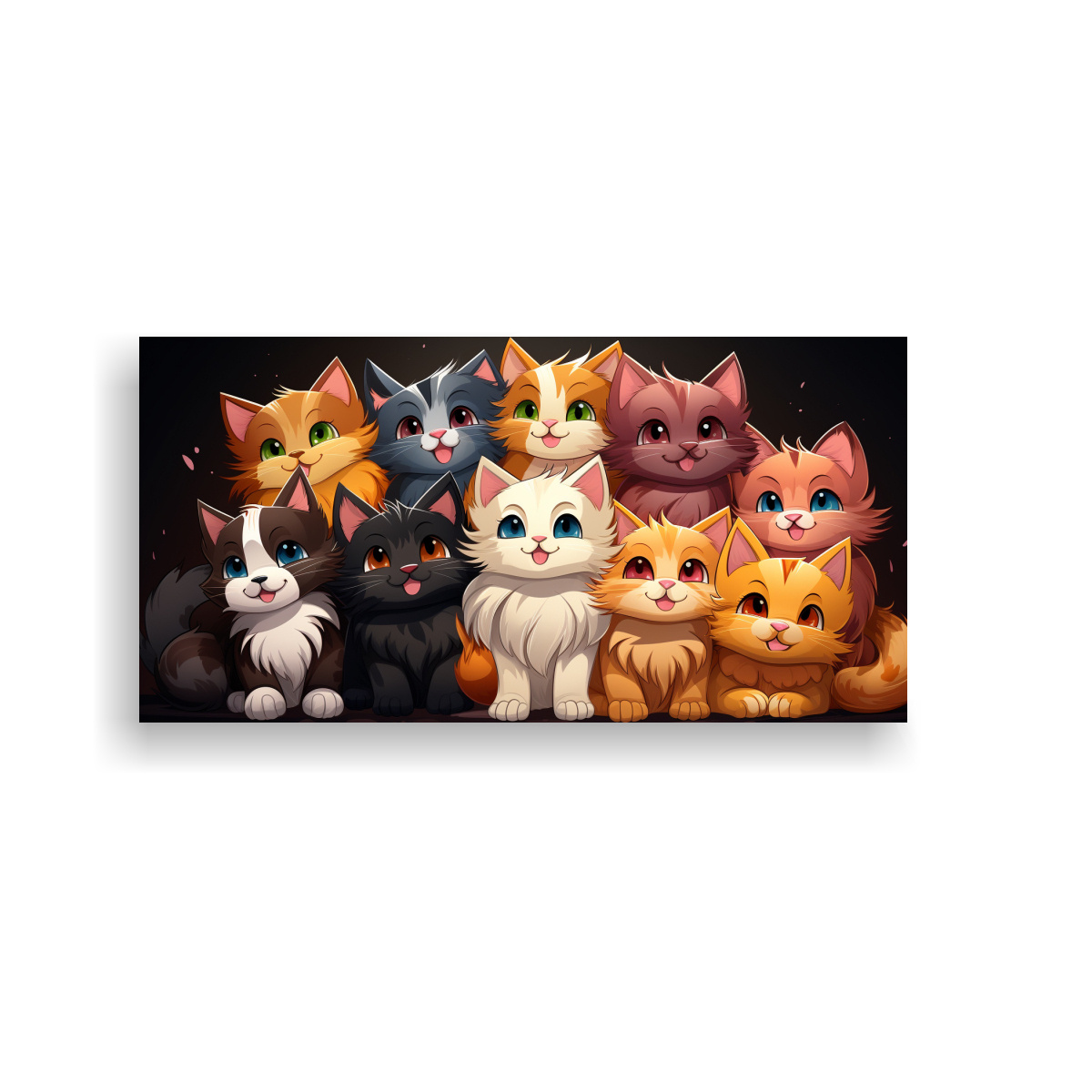 PEGATINA ARTE CUADRO DE MULTITUD DE GATOS FELICES 120X60 CM - 1