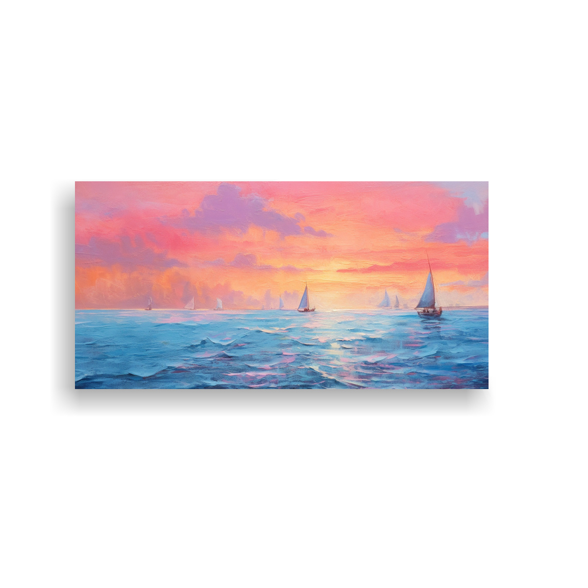 CUADRO MINIMALISTA DE OCEANOS CON VELEROS: 160X80 CM - 1