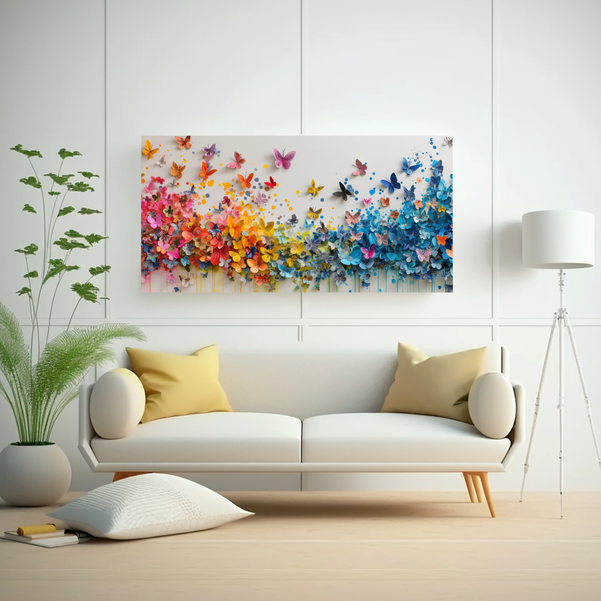 CUADROS MARIPOSAS PAPEL ABSTRACTO POR ANITA M, 120X60 CM - 2