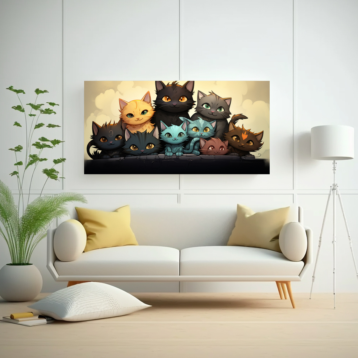 PINTURAS DECORATIVAS GATOS NEGROS MODERNOS EN 160X80 CM - 2