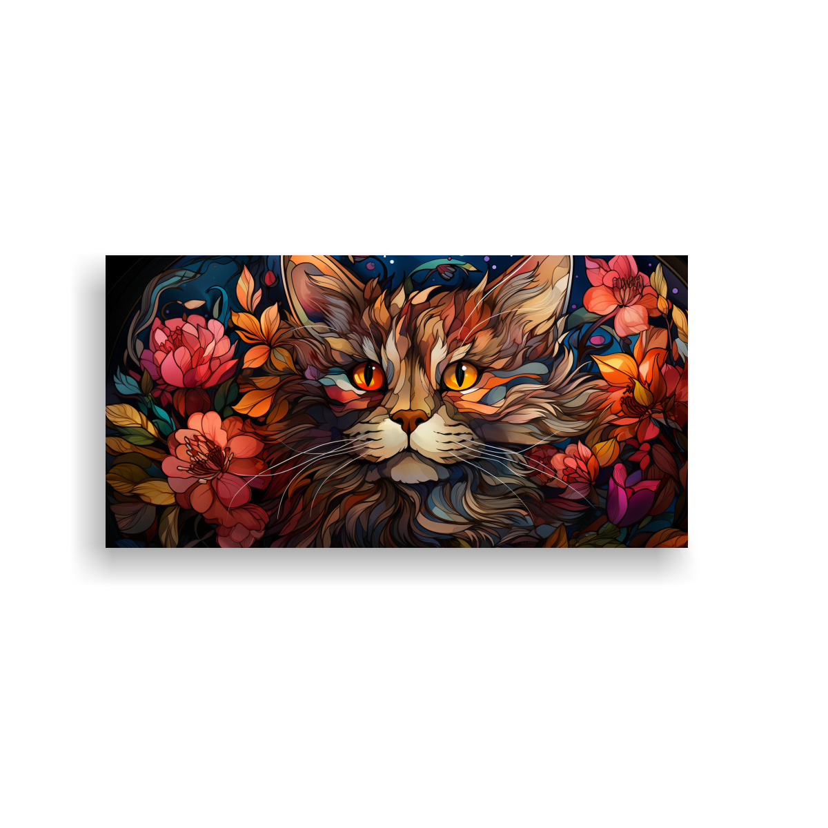 OBRA ARTE DIGITAL GATO VIDRIERA MINIMALISTA EN 160X80 CM - 1