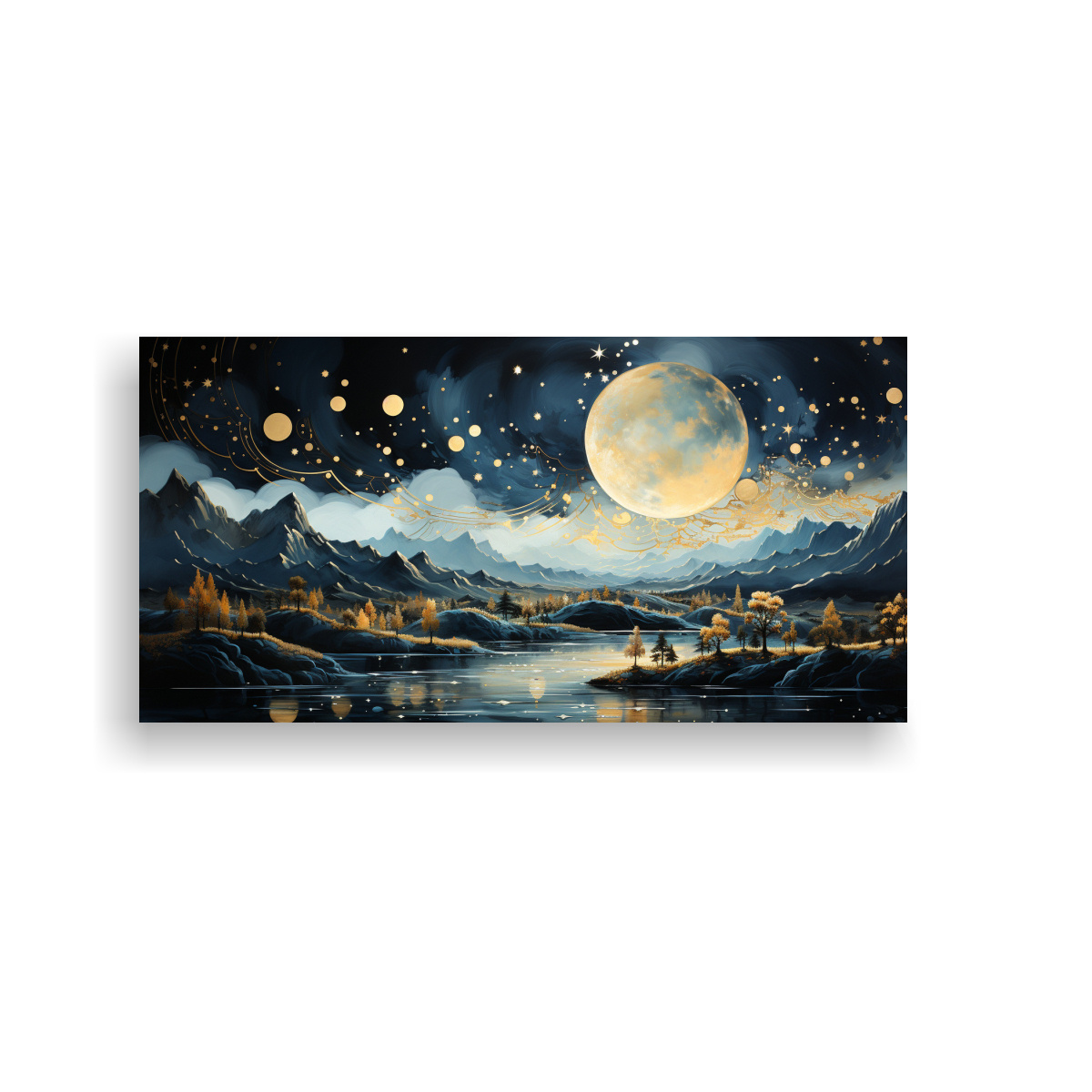 PINTURA INSPIRADORA JUVENIL: LUNA SOBRE MONTAÑAS. 120X60 CM - 1
